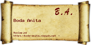 Boda Anita névjegykártya