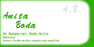anita boda business card